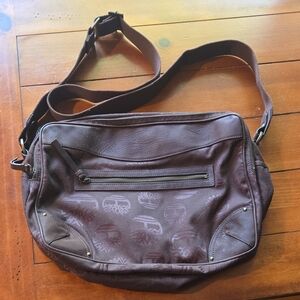 Timberland Dark Brown Canvas Messenger Bag